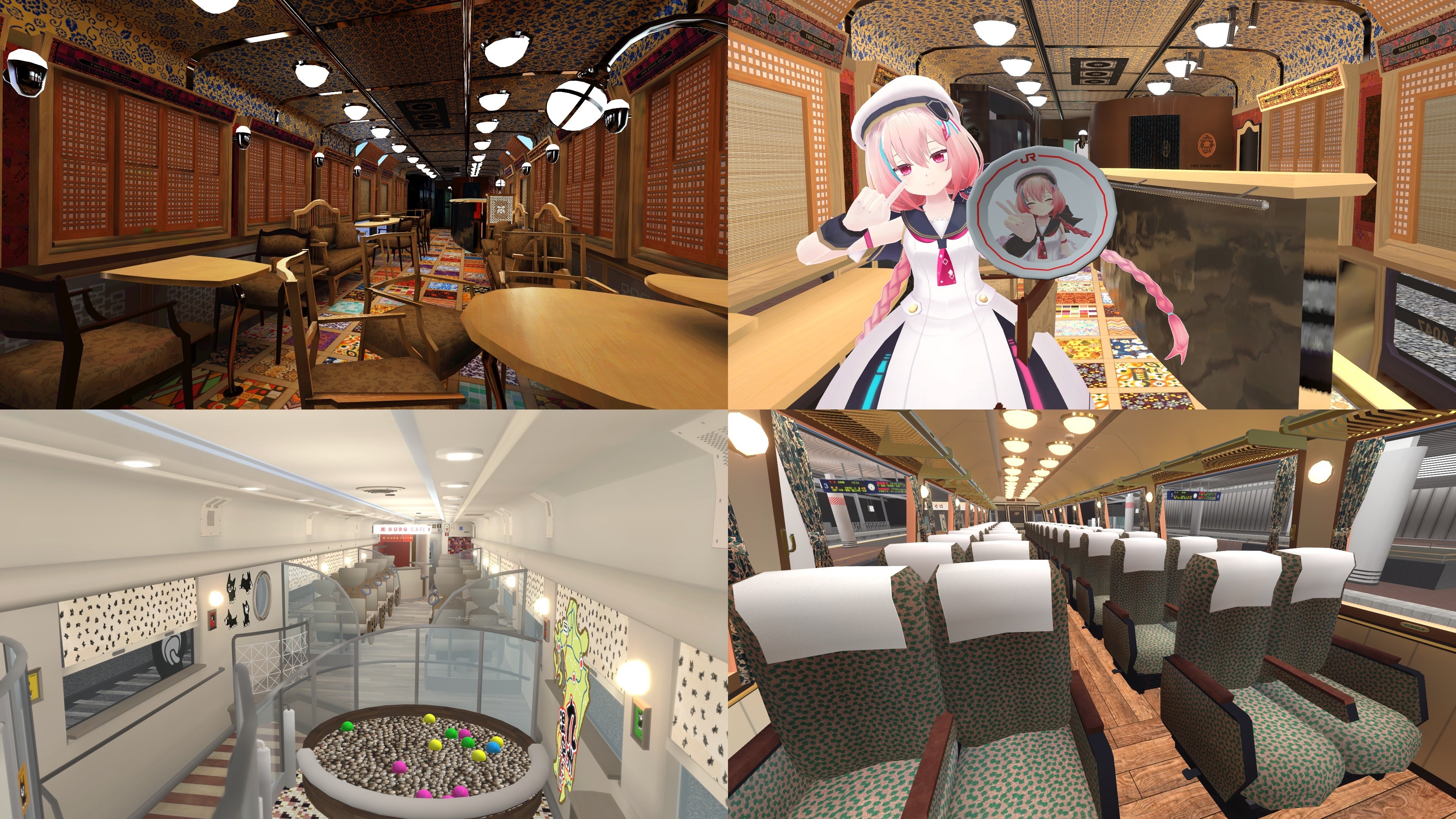 各車両内観、ふたつ星ではバーチャル波佐見焼転写体験が可能（画像は開発中のものです）