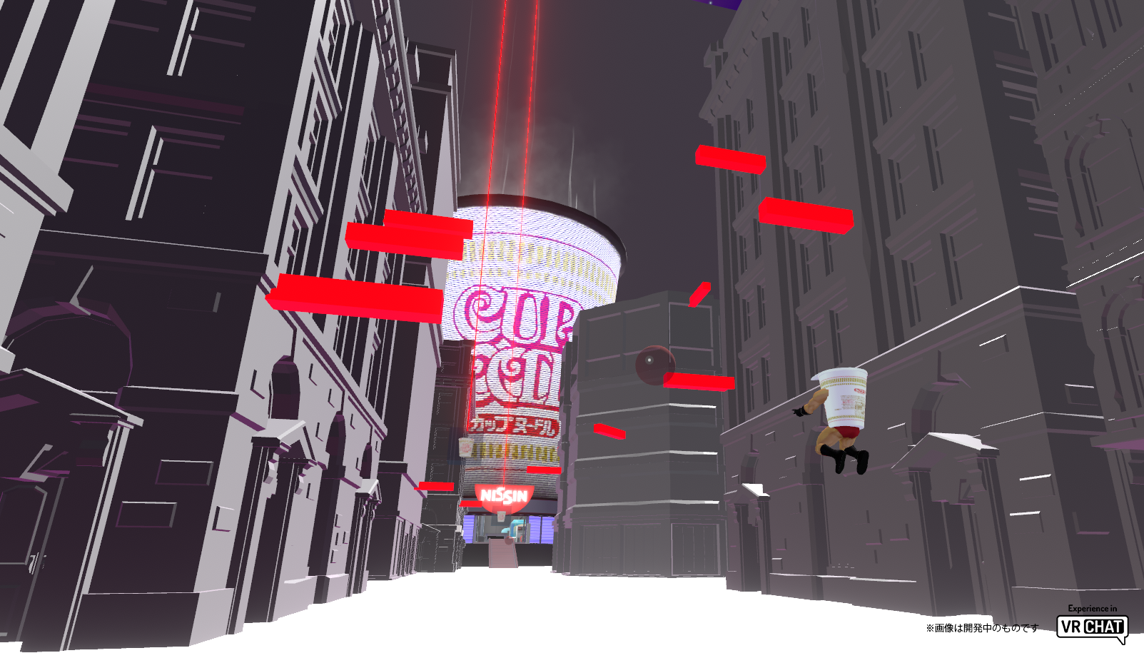 ヌードルワイヤーを駆使して広大な街並みを飛び回る様子