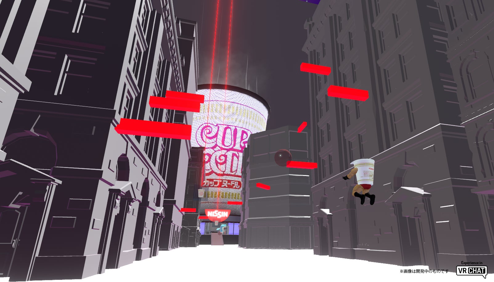 ヌードルワイヤーを駆使して広大な街並みを飛び回る様子