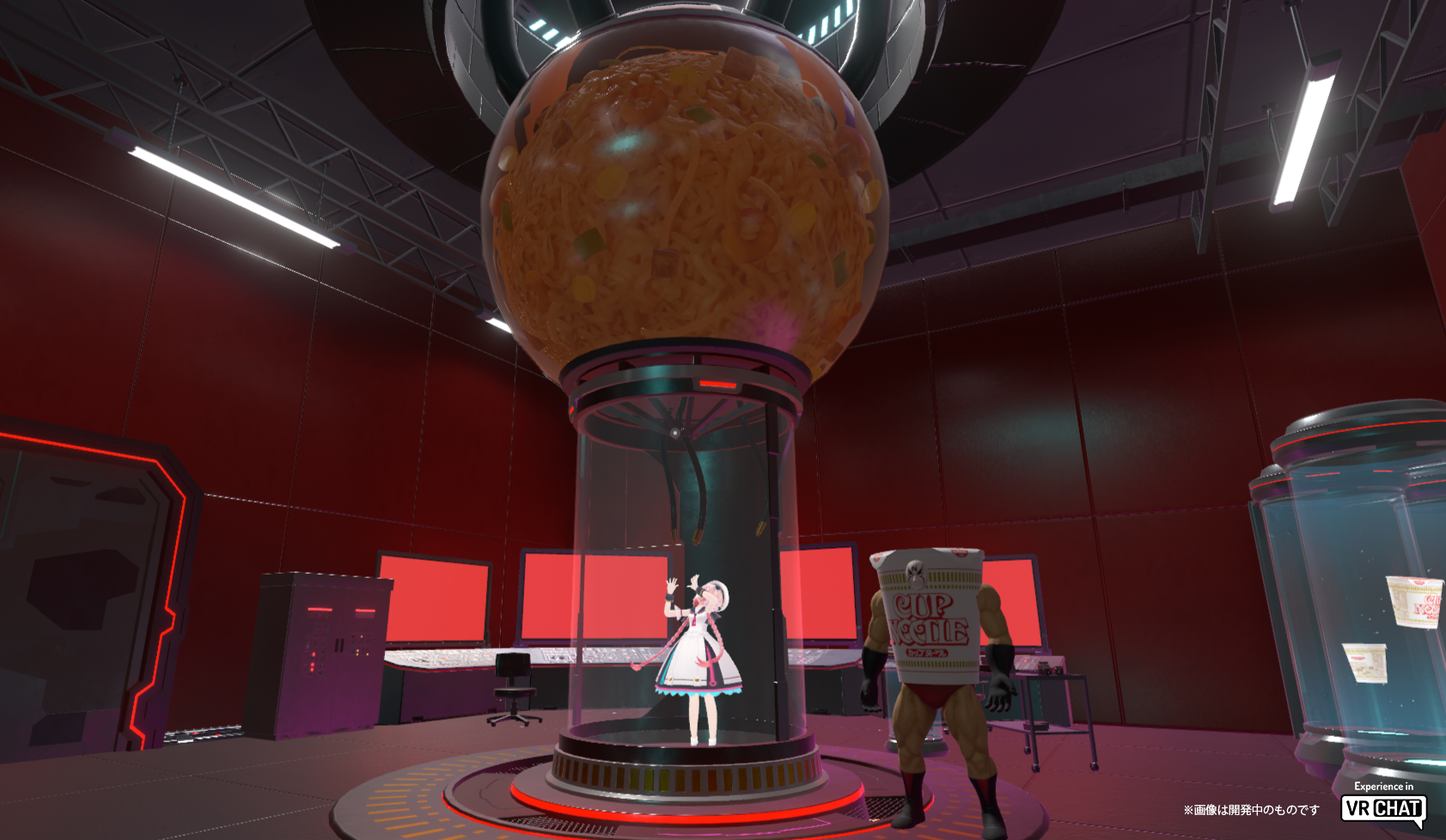 カプセルの中に入り改造手術を受ける様子