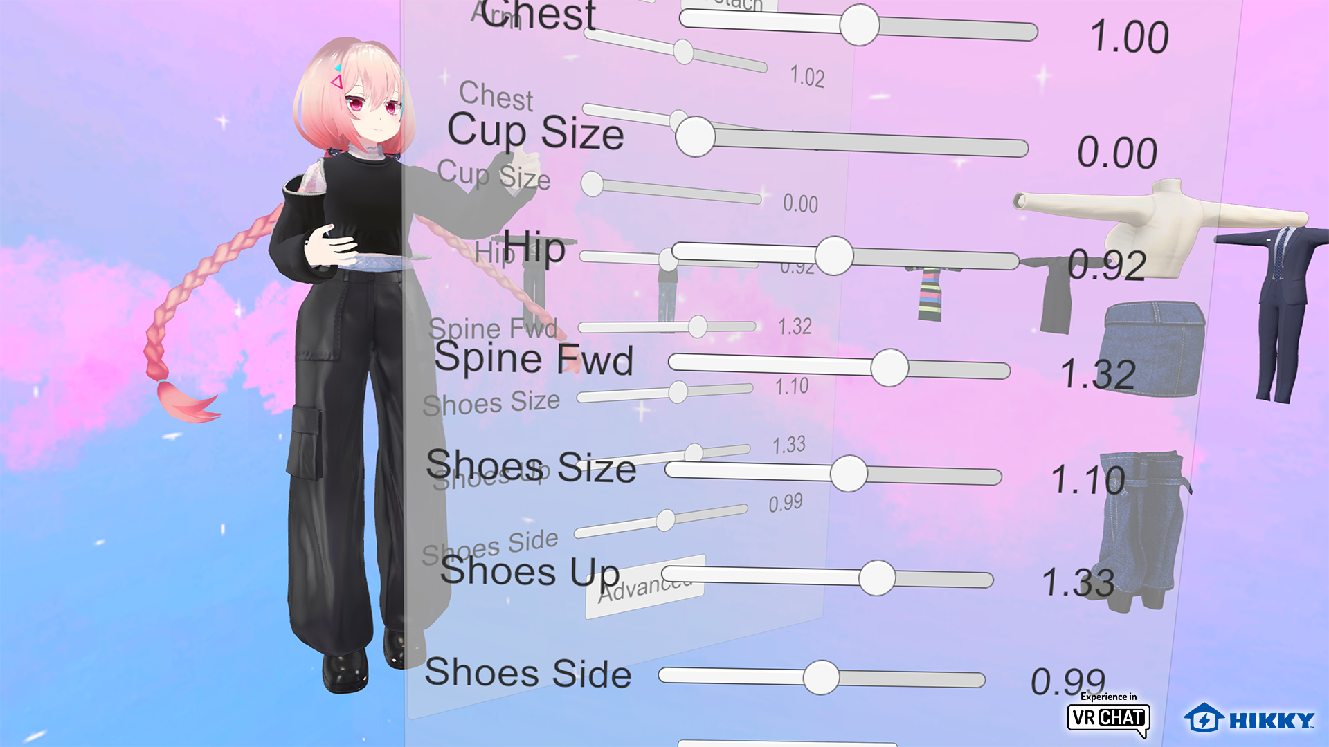 2階の試着台では、ユーザーのアバターに合わせて服を部分ごとに細かく調整できる