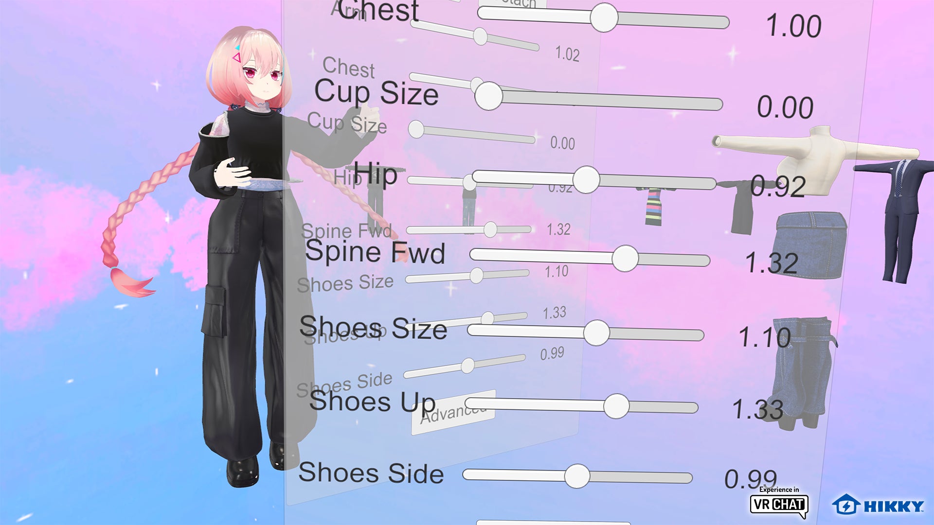 2階の試着台では、ユーザーのアバターに合わせて服を部分ごとに細かく調整できる