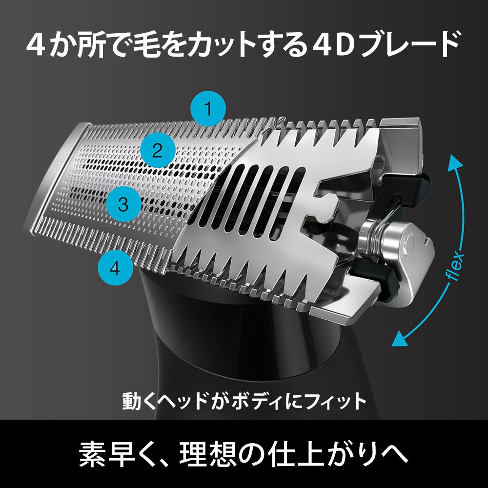 全身のムダ毛ケアを一台で。顔からつま先まで。電動グルーマー