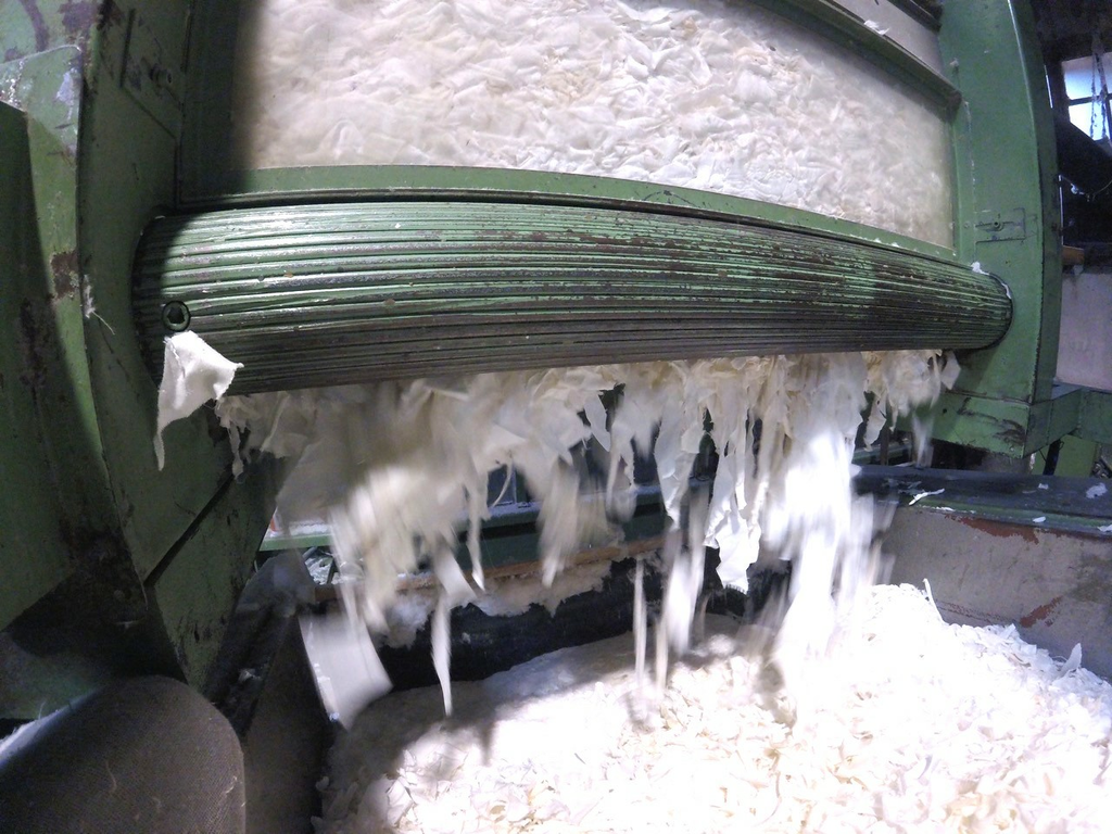 メカニカルリサイクルのプロセス（Textil Santanderina）