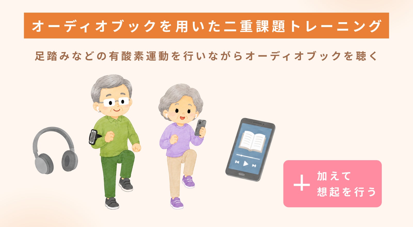 オーディオブックと運動のデュアルタスクが軽度認知障害(MCI)の認知 オーディオブックと運動のデュアルタスクが軽度認知障害(MCI)の認知