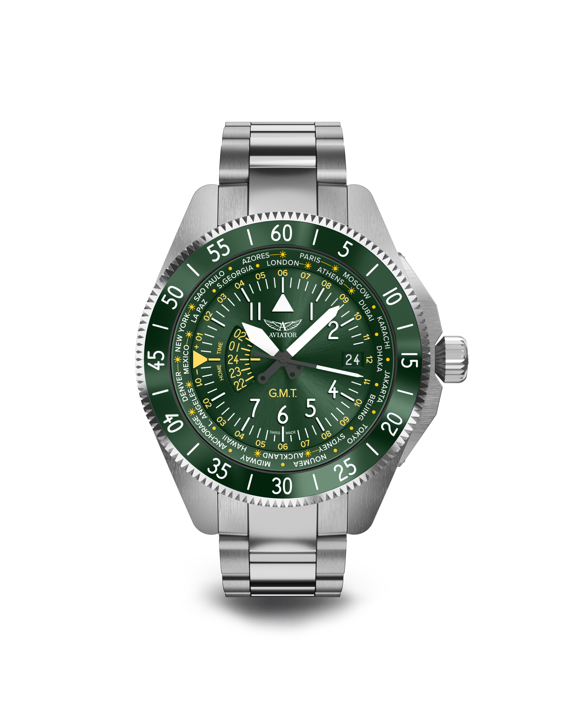 スイス製時計ブランドAVIATOR（アビエイター）から2国間表示可能なGMT