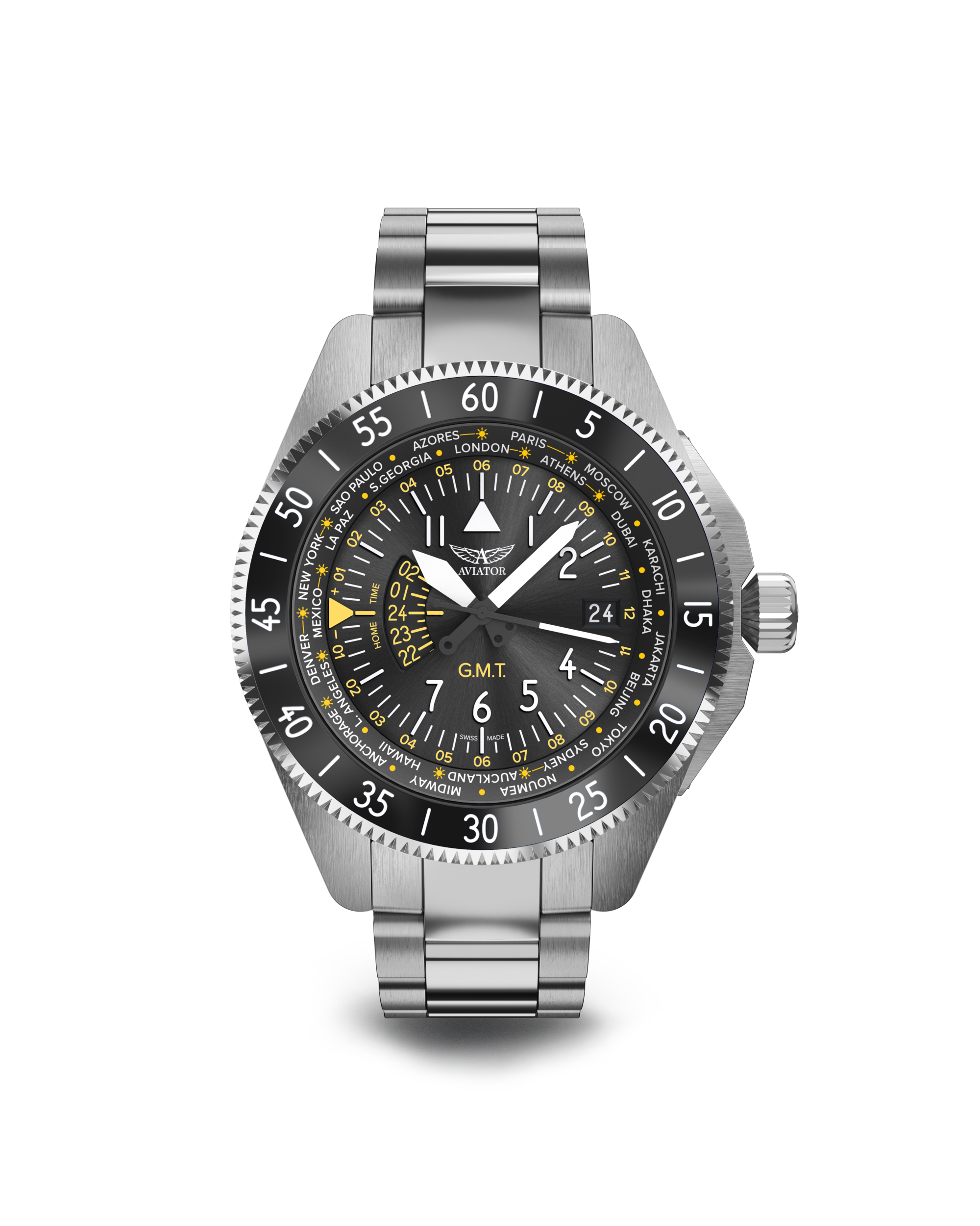 スイス製時計ブランドAVIATOR（アビエイター）から2国間表示可能