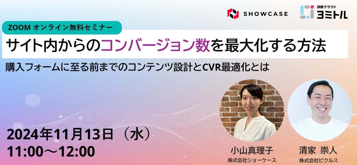 11/13(水)11:00|コンバージョン数が劇的にアップする、Webサイト最適化について解説【共催セミナー開催】