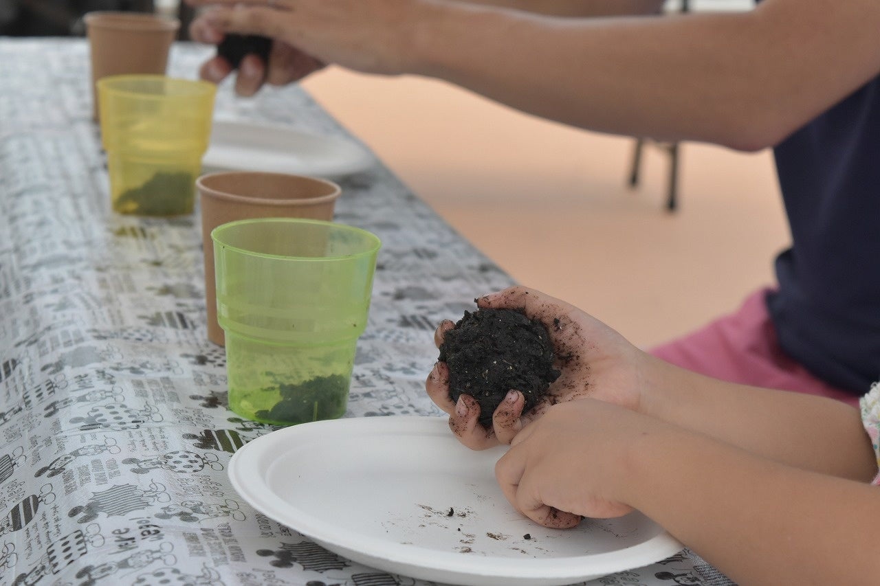 植物のタネが入った「たねダンゴ」をつくりながらSDGsについて知っていただくワークショップなどを開催