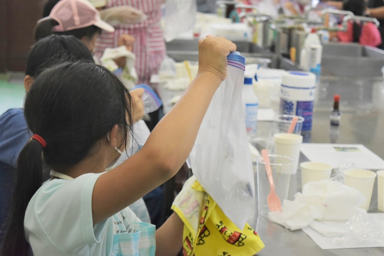 氷と塩による凝固点降下を利用し、フリーザーバッグで簡単にアイスクリームが作れます