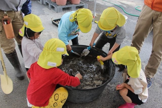 常盤幼稚園の皆さんも力を合わせて植え付けてくれました