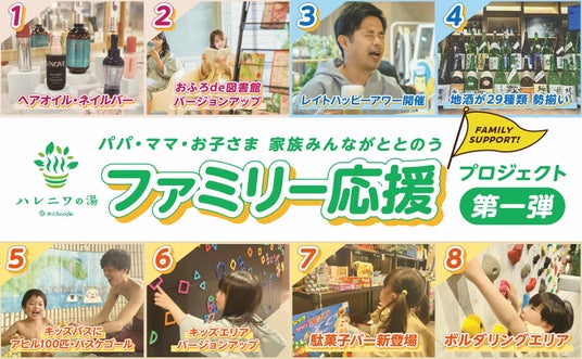 おふろcafe ハレニワの湯にて「ファミリー応援プロジェクト」始動お母さん・お父さん・お子さま、家族みんなが楽しいおふろ体験を強化 おふろcafe ハレニワの湯にて「ファミリー応援プロジェクト」始動お母さん・お父さん・お子さま、家族みんなが楽しいおふろ体験を強化