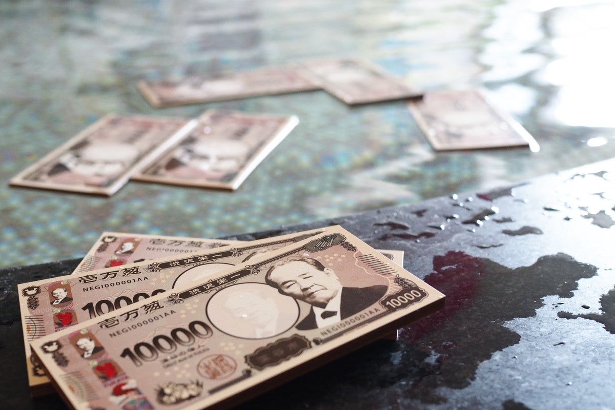 送料無料　億万長者の湯　120個セット　　入浴剤 渋沢栄一 新紙幣 名刺付き 景品 粗品 ハンカチタオル プチギフト ご挨拶 退職 引越し イベント 入浴剤 「億万長者の湯(20g×2袋) 120組」ゆずの香り