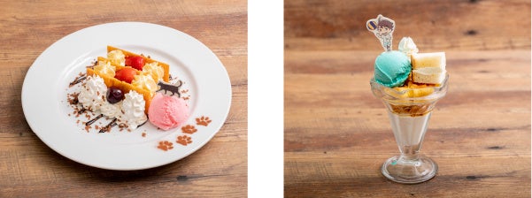 ▲音駒のナポレオンパイ～猫の散歩道仕立て～／及川の牛乳パン風パフェ