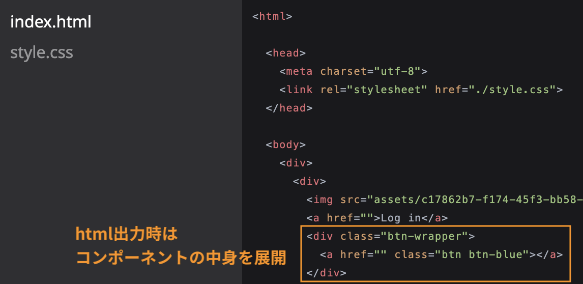 コード出力タイプでhtmlを選択した場合