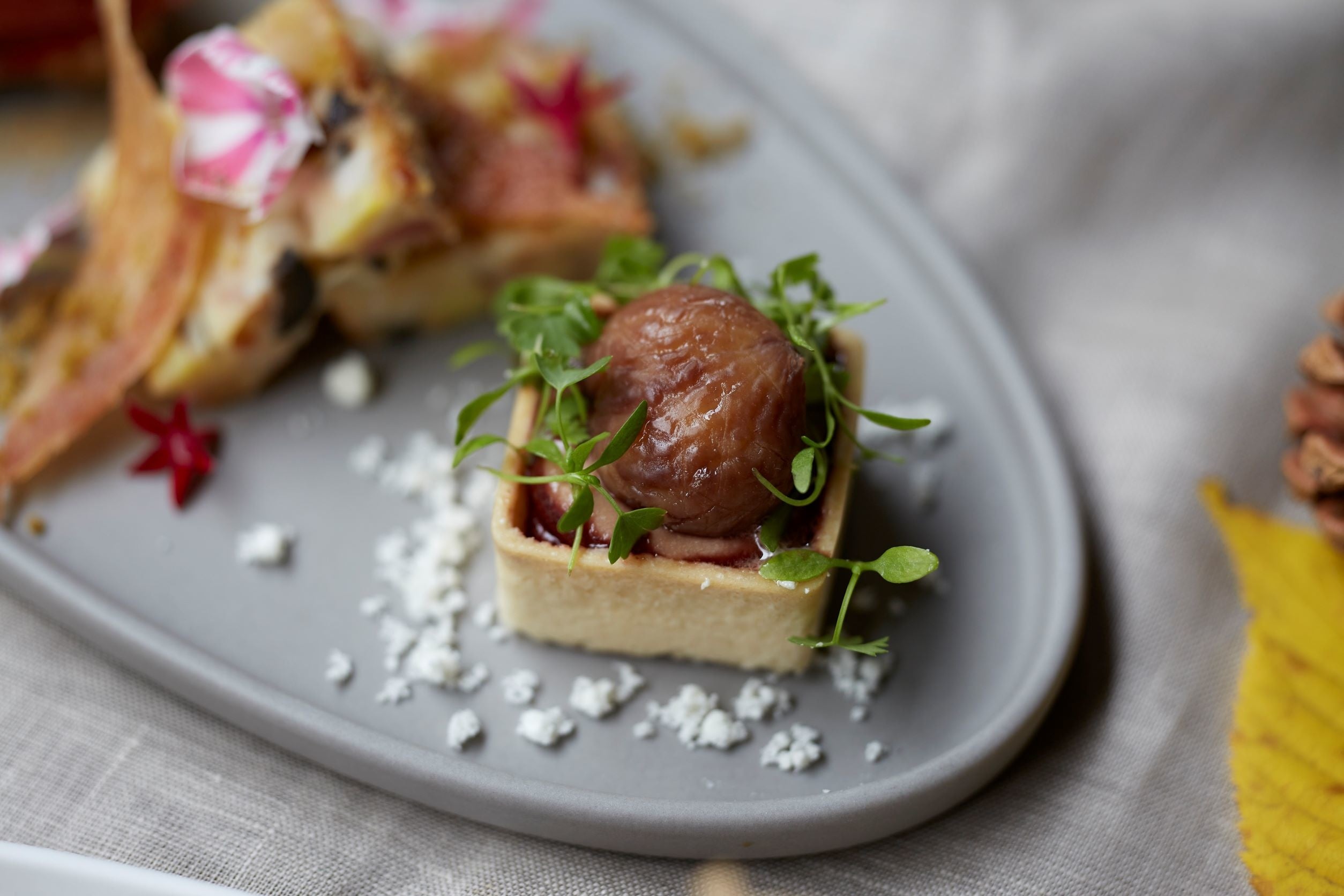 フランス産マロンムースとルビーポルトのタルト
