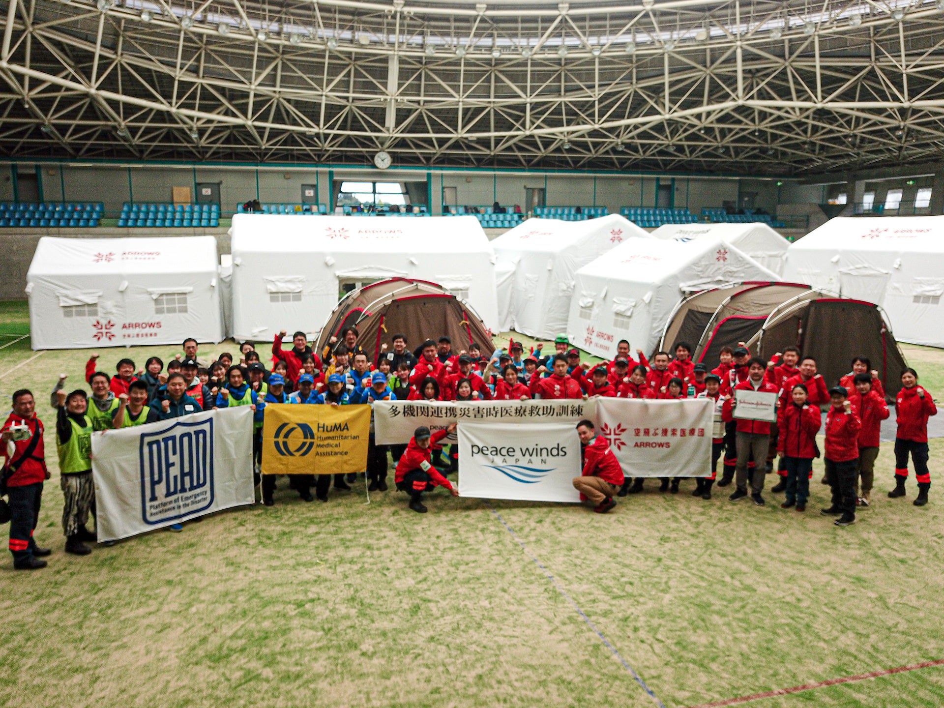 前回の多機関合同訓練の集合写真