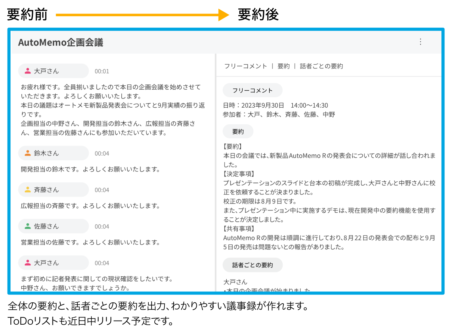 文字起こしAI「AutoMemo（オートメモ）」GPT-4搭載の要約機能(β版)を