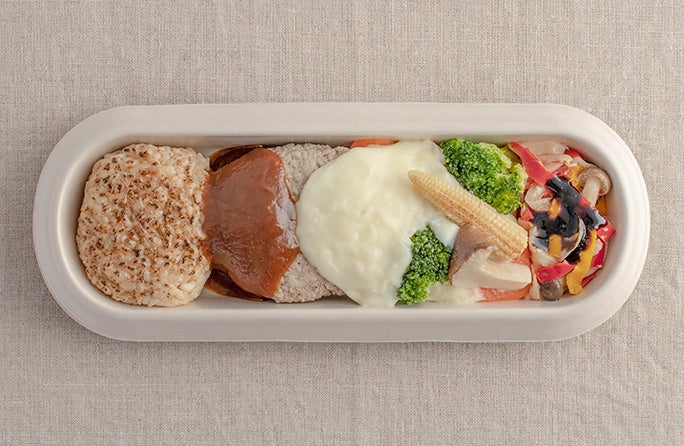 おからとレンコン入りハンバーグ・Wソース