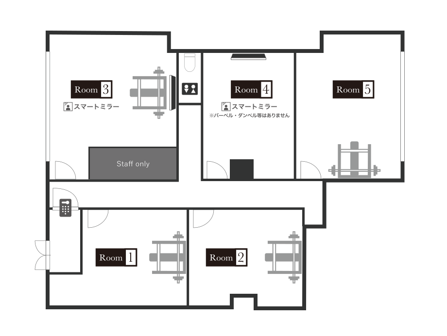 ハコジム 西大路五条店 店内見取図