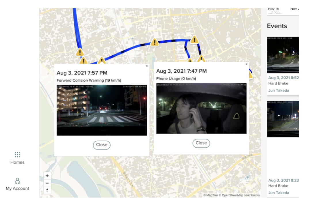 【実際のMODEモビリティクラウドの画面】
