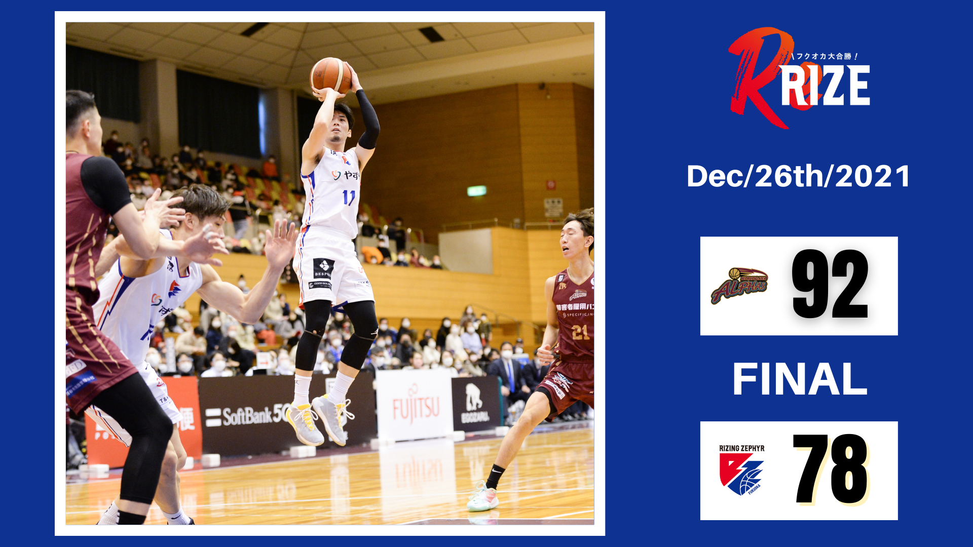 Bリーグ ライジングゼファーフクオカ 連勝ならず年内最後のアウェーゲームを落とす ライジングゼファーフクオカ株式会社のプレスリリース