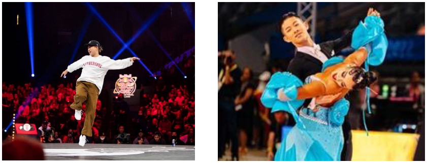 河合来夢さん（文京学院大学・ブレイキン）　　　　　　　　　大西咲菜さん（東洋学園大学・社交ダンス）