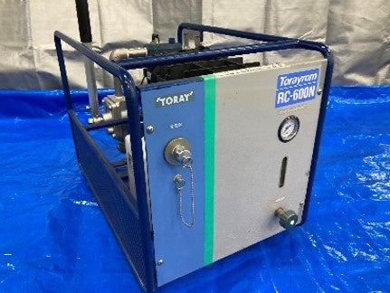 導入する生活用水ろ過装置「トレローム」　　 手動式のため、停電時も利用可