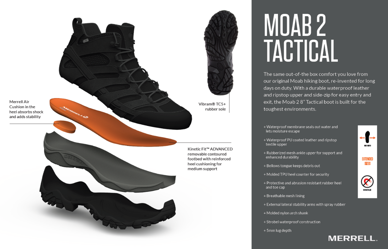 タフなコンディションで活躍するMERRELL TACTICALラインより
