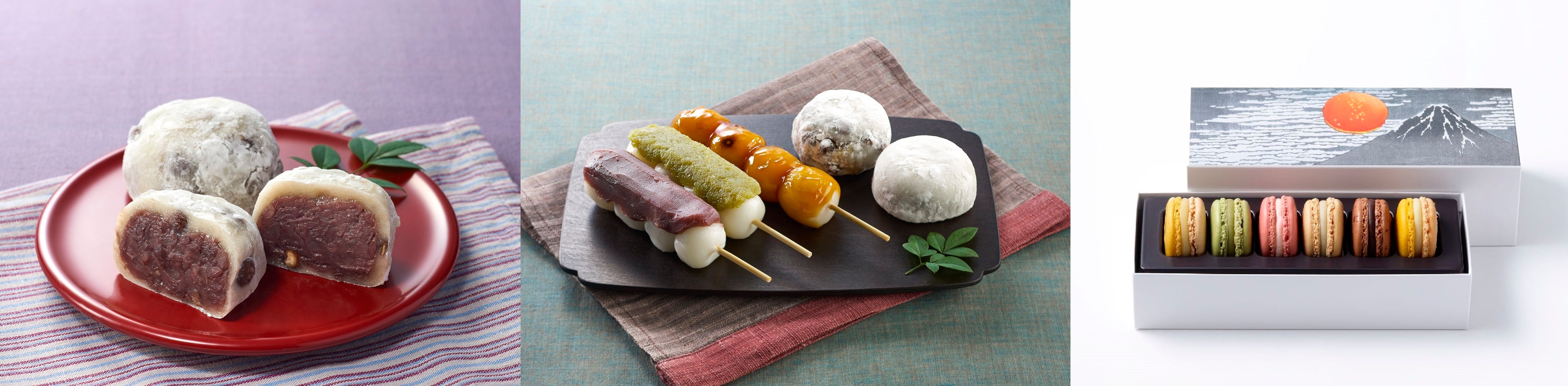 （左から）『銀座甘楽』『深川伊勢屋』『Made in ピエール・エルメ』