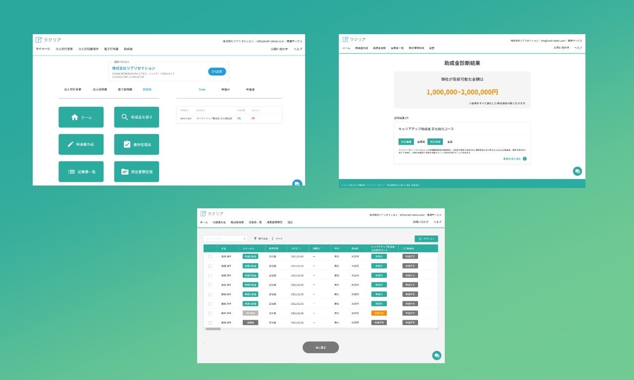 「ラクリア助成金」の３つの特徴