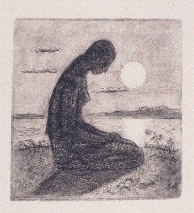 宮芳平《湖と乙女（月）》1935年頃　