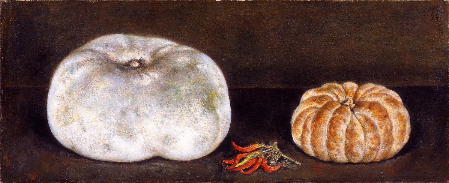 椿貞雄《冬瓜南瓜図》1947年