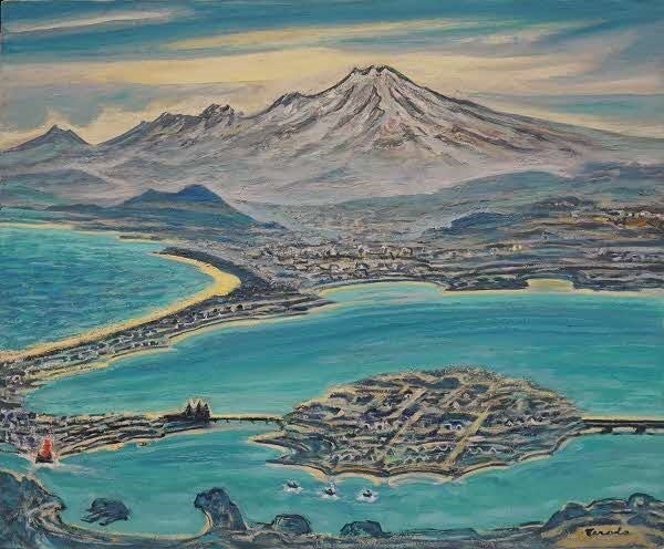 寺戸恒晴　《大山・中海の朝》1988年