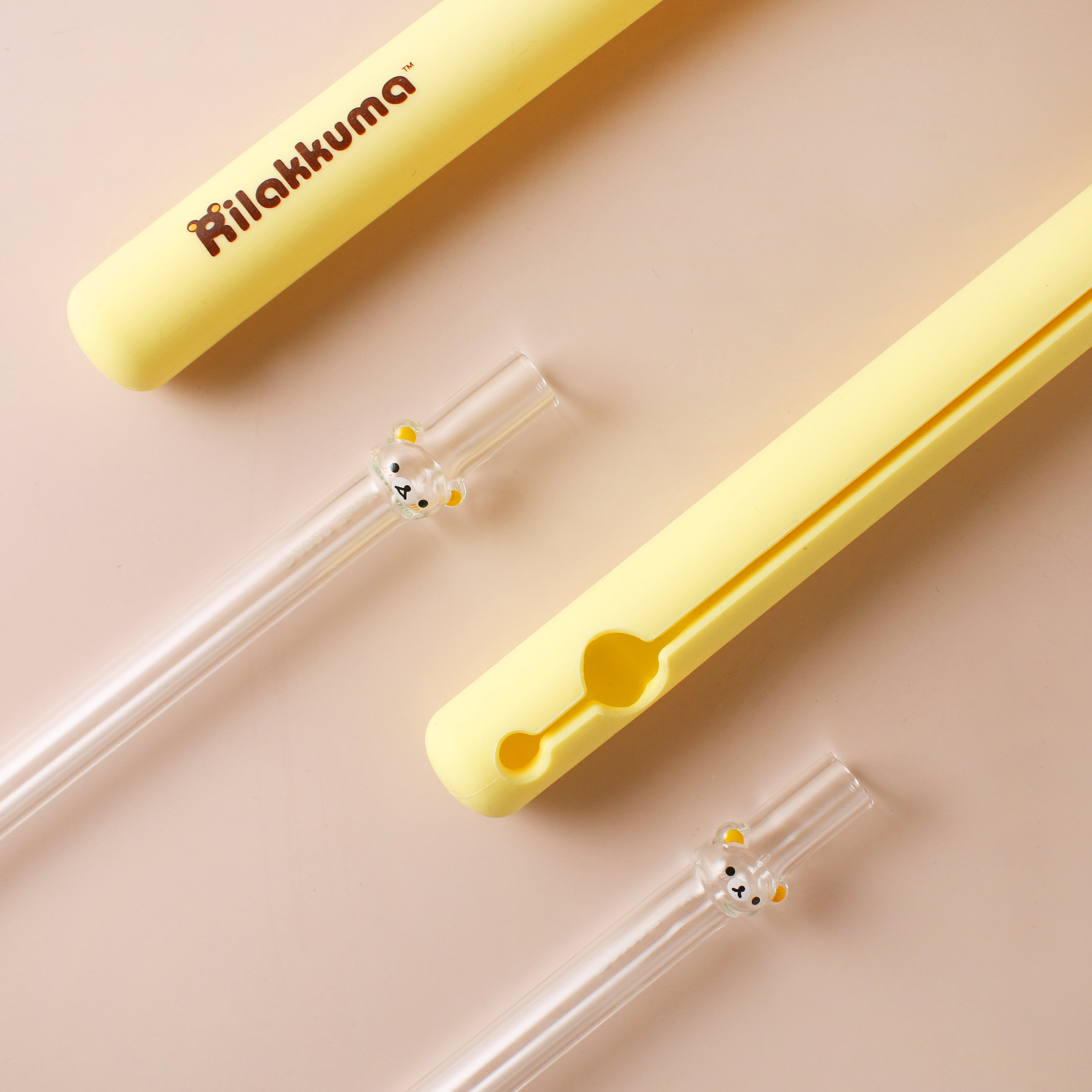 「リラックマ」ガラスストローセット　スタンダード、口開け