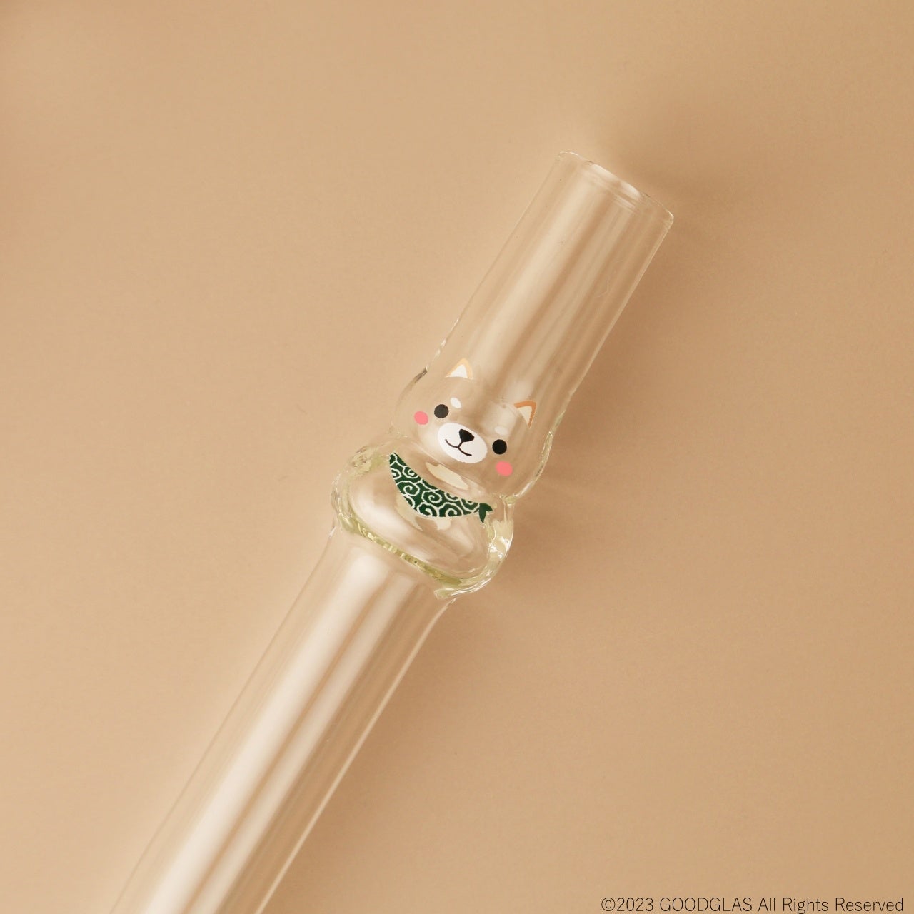 「しば犬」ストロー（緑スカーフ）