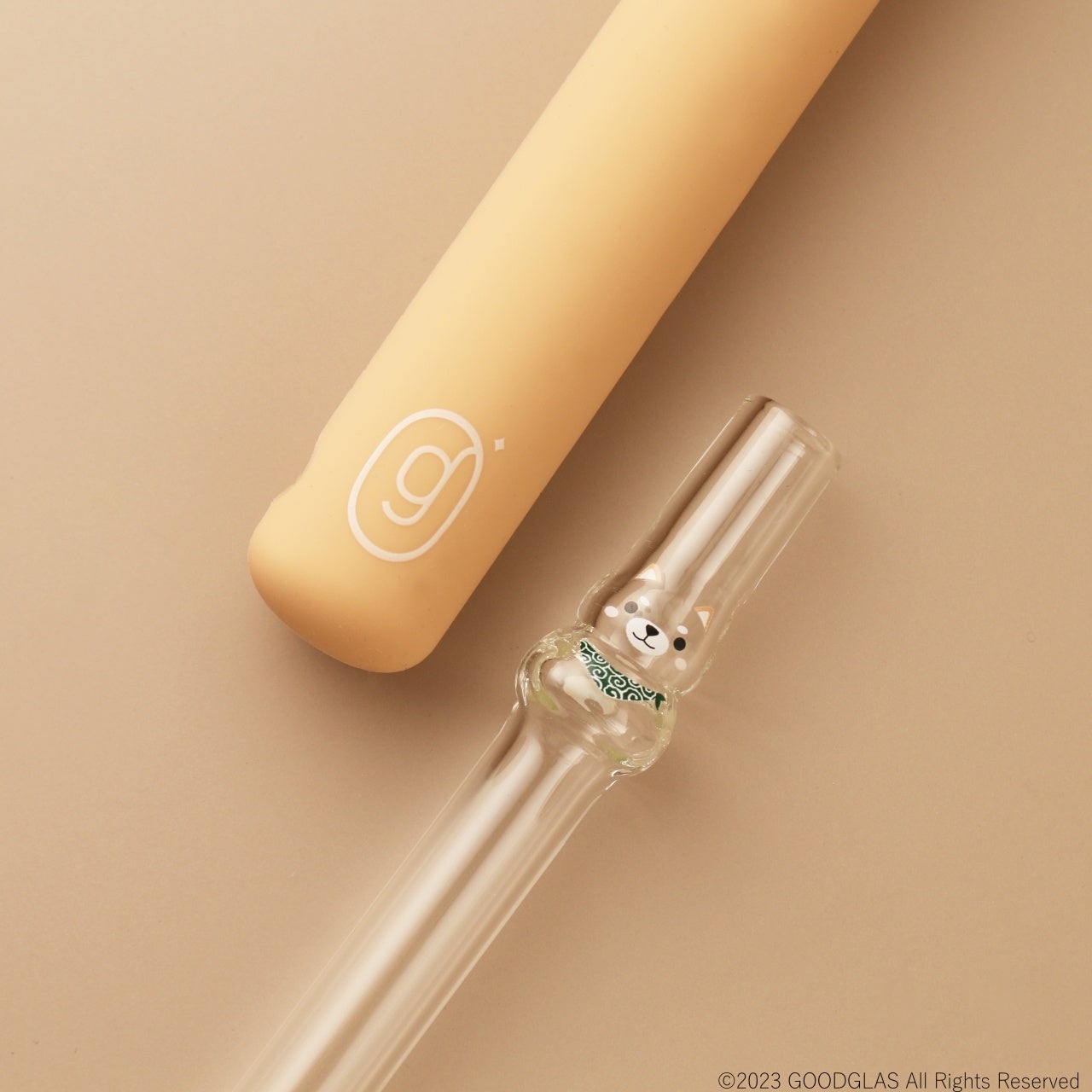 「しば犬」ストロー（緑スカーフ）