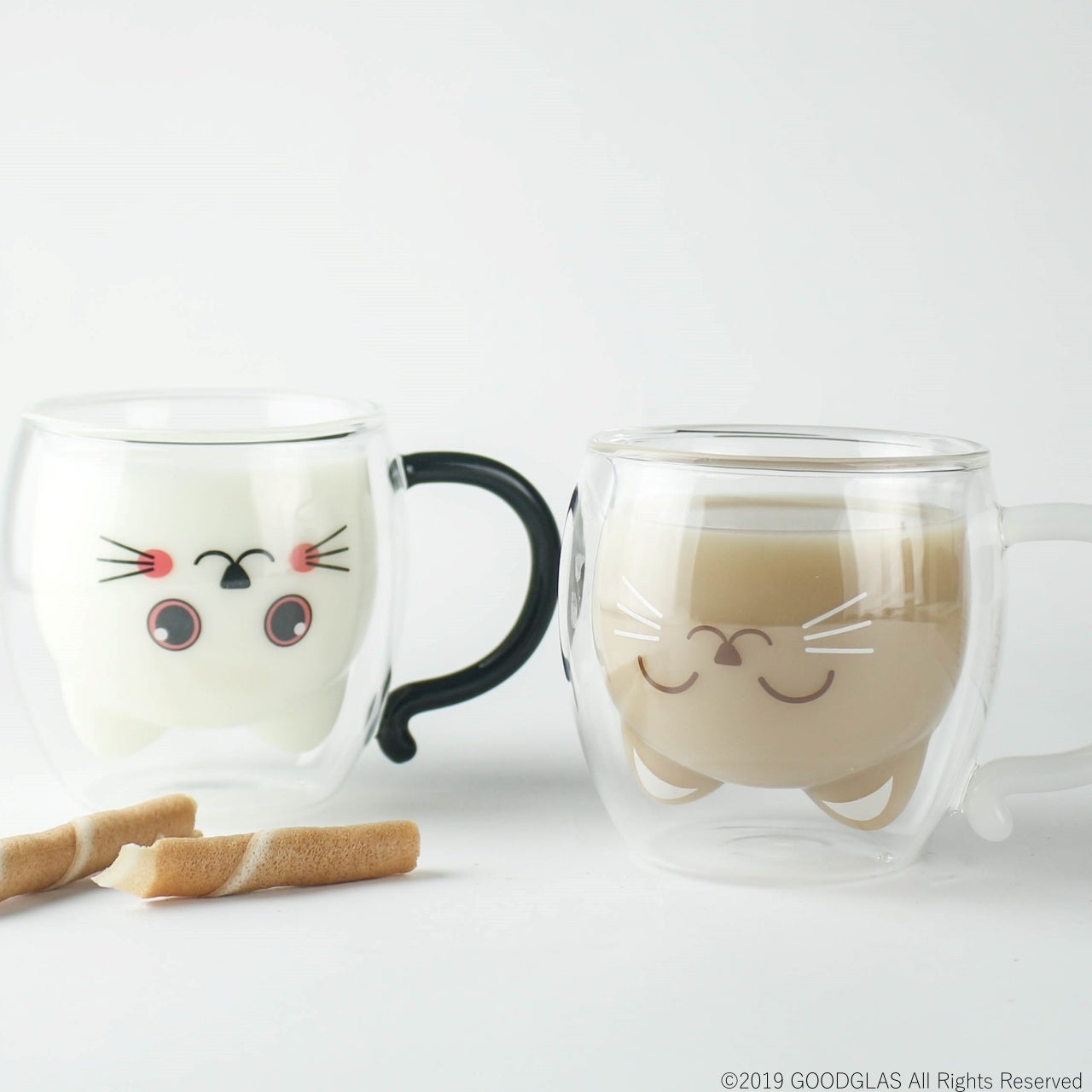 「ねこ」マグ（黒、白）