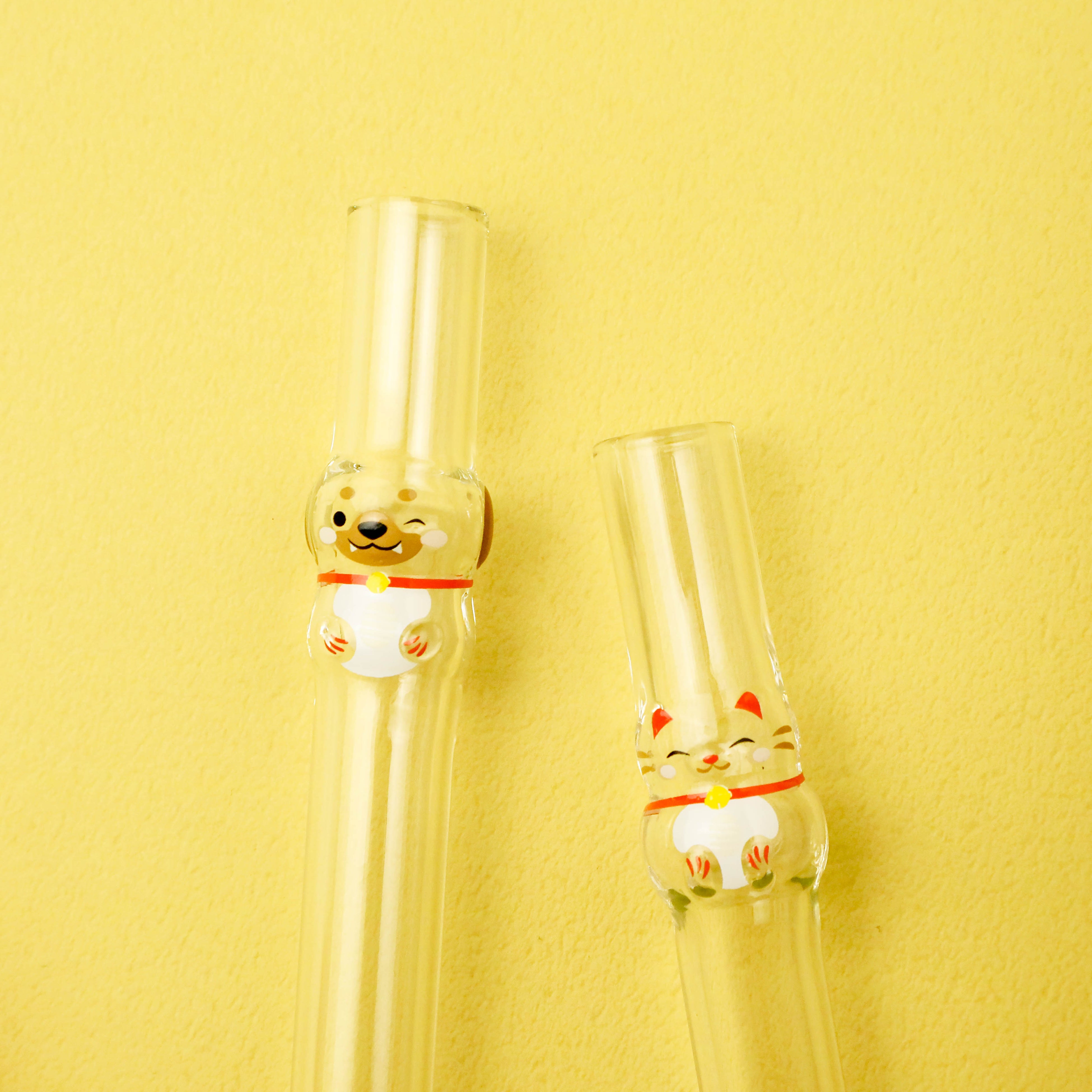 グッドグラス  ガラス製マイストロー「招き猫、招き犬」