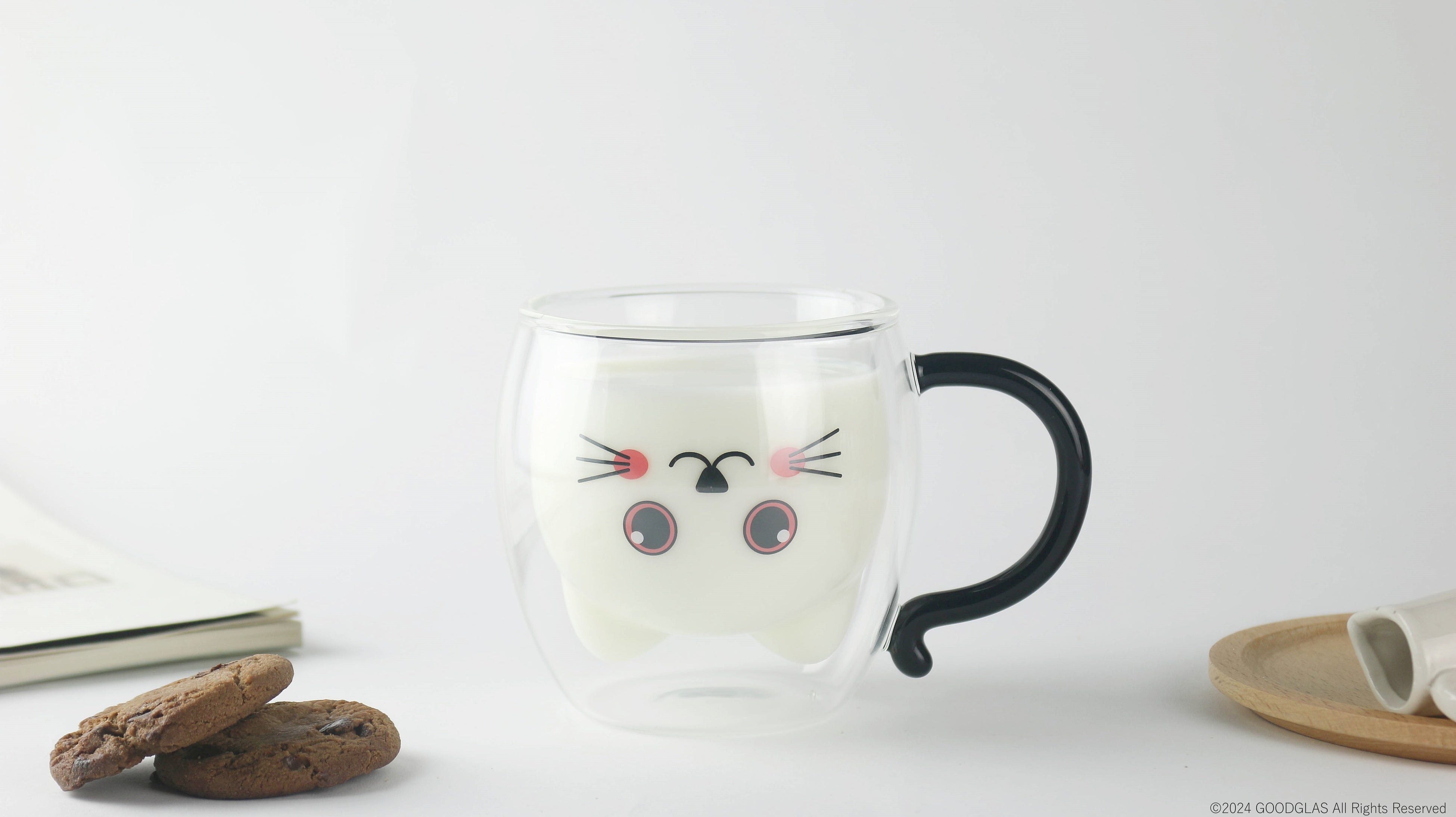 猫マグ（黒）ダブルウォールグラス