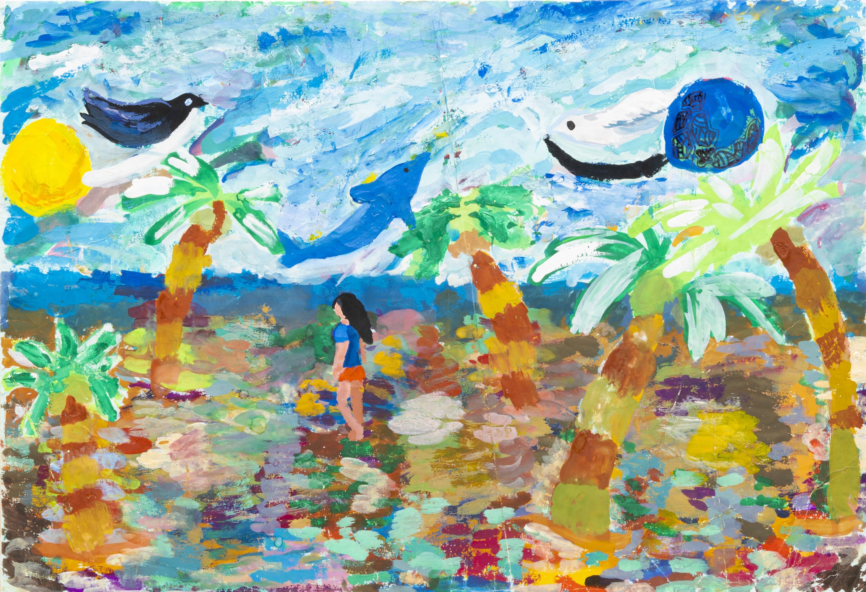 馬場 瑛月　東京都　11歳 　　さわやかな夏の風がふいている、にぎやかな海が私は好きです。私が20歳になっても、生き物たちが住む風景が続いてほしいです。