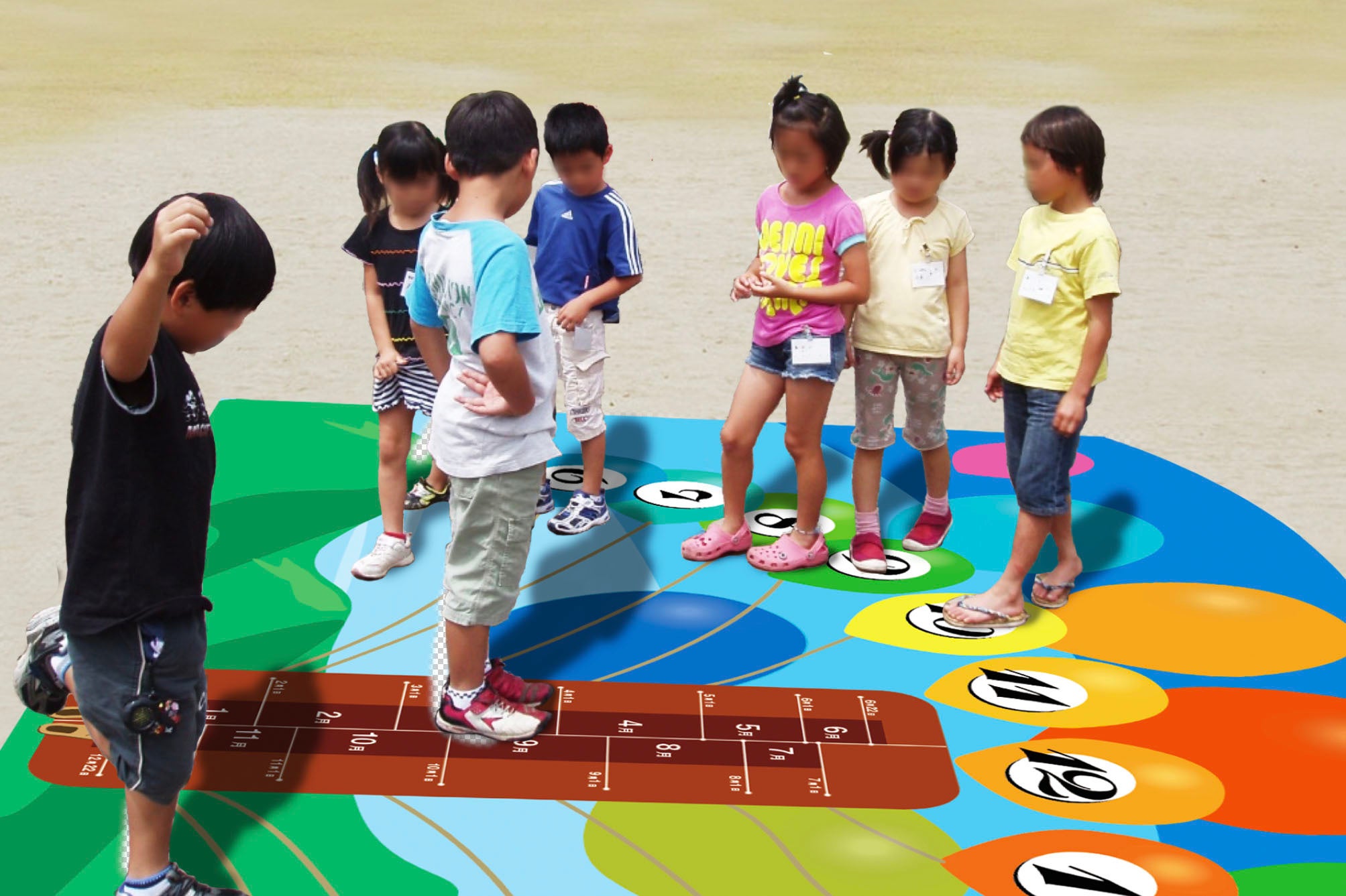 かげぼうし日時計で遊ぶ参加者（イメージ）