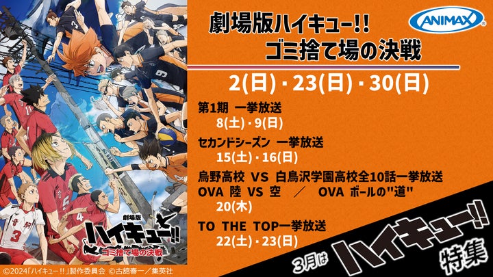 特別編成企画「ハイキュー!!」特集> いち早く3月2日(日)から「劇場 特別編成企画「ハイキュー!!」特集> いち早く3月2日(日)から「劇場