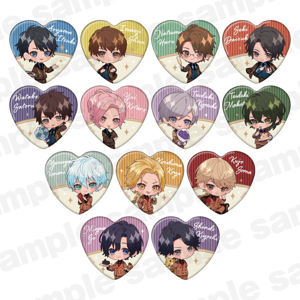 トレーディング ハート缶バッジ A【マトリ・都築兄弟・九条家（ブラインド 全13種）】 1個 440円