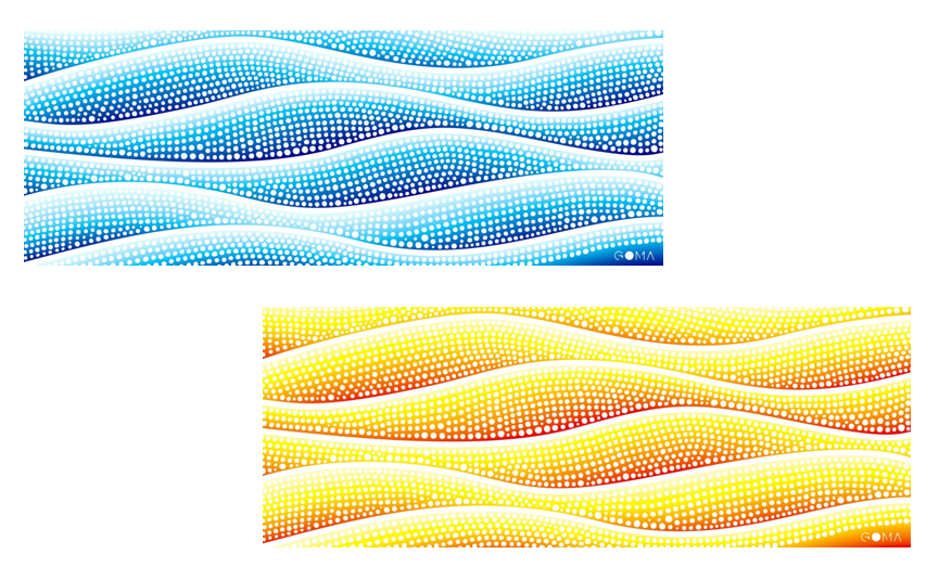 Waterfall てぬぐい(水色／黄色)　2,200円