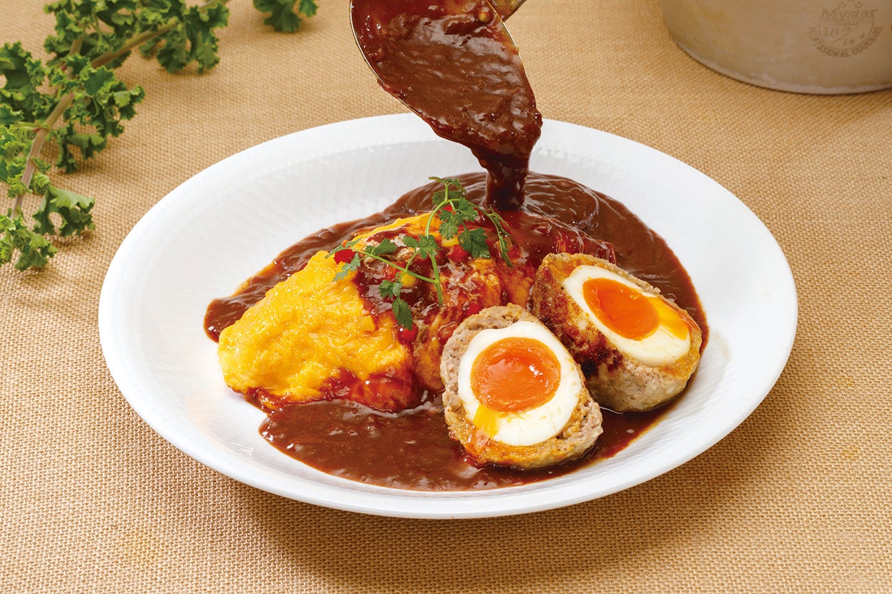 チーズエッグガーデン「スコッチエッグのデミグラスオムライス」