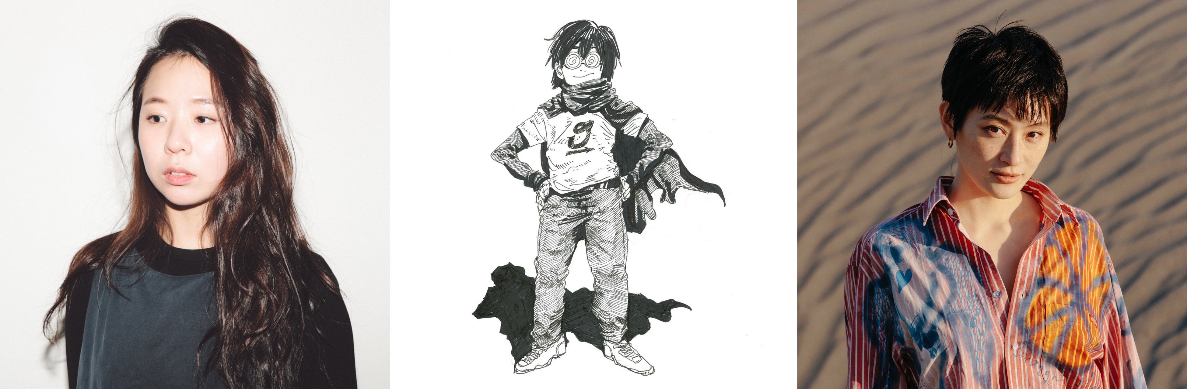 Jeeyoung Lee(左)、Jun Inagawa(中央)、KOM_I(右)