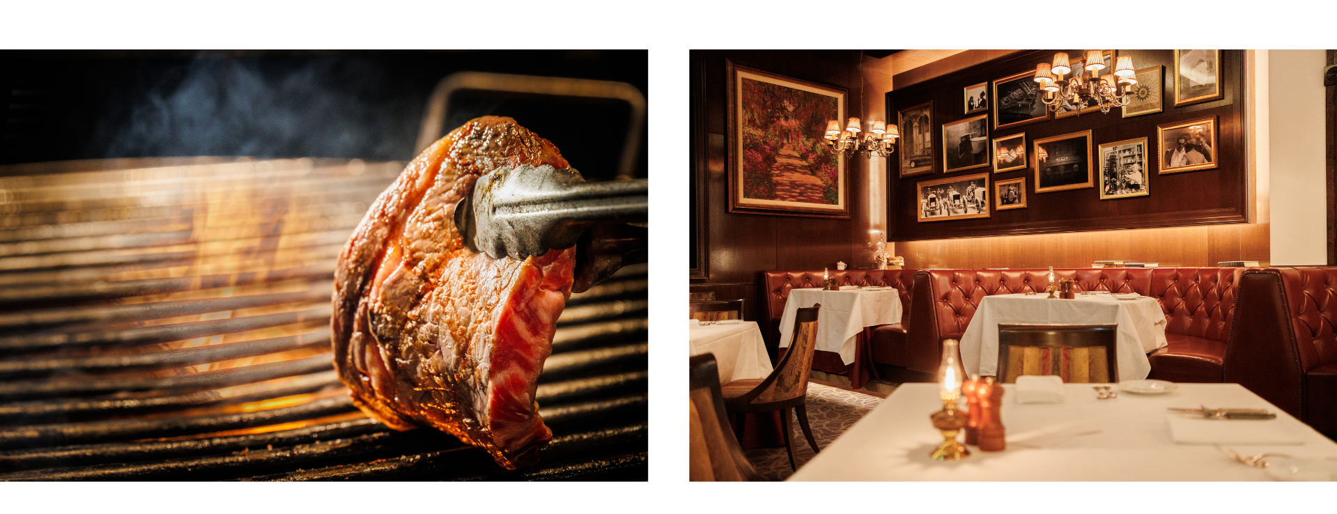 USDA最高ランクのプライムビーフを重厚感溢れる店内で。