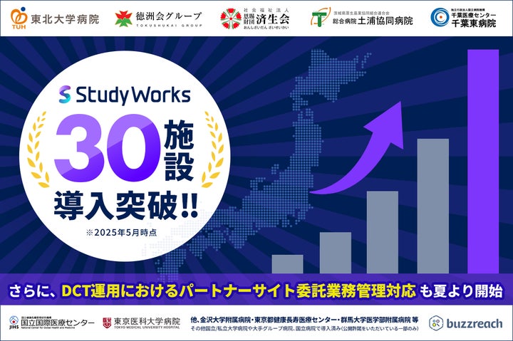Study Works Designer 治験業務のデジタル化を推進する「StudyWorks」が導入30施設を突破、DCT業務管理も新たに対応開始 | 株式会社Buzzreachの ...