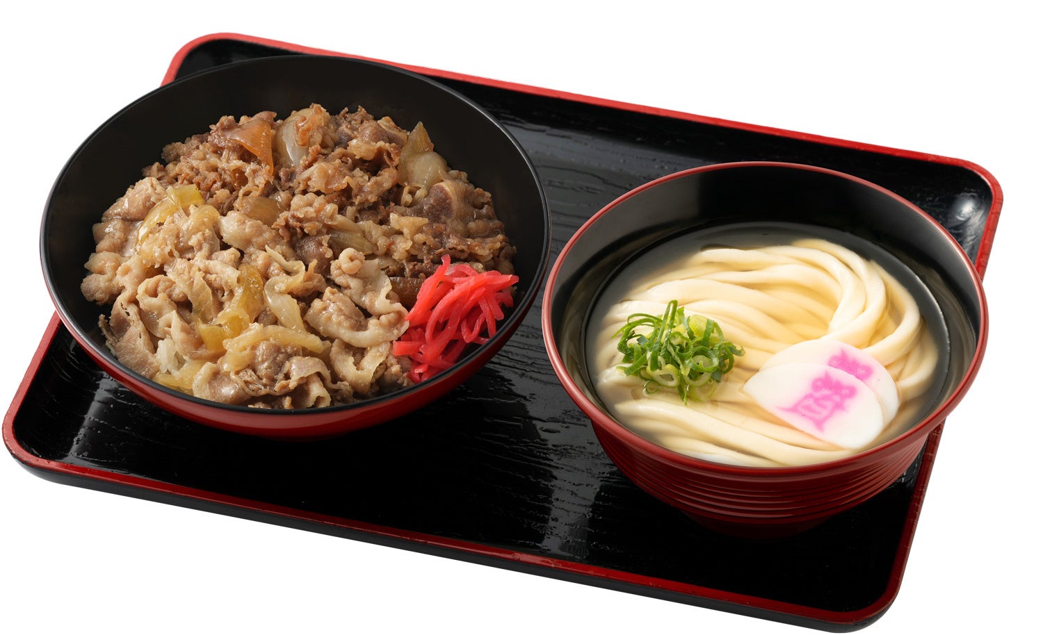■牛豚合い盛り肉肉丼 ミニうどん付：930円（税込）